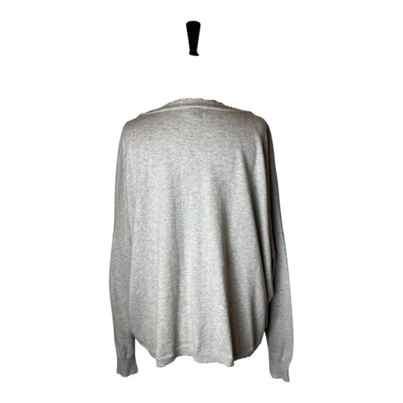 Minnie Rose Sweater Women Medium Gray Cotton Cashmere Knit Frayed Edges Luxury - Picture 3 of 12